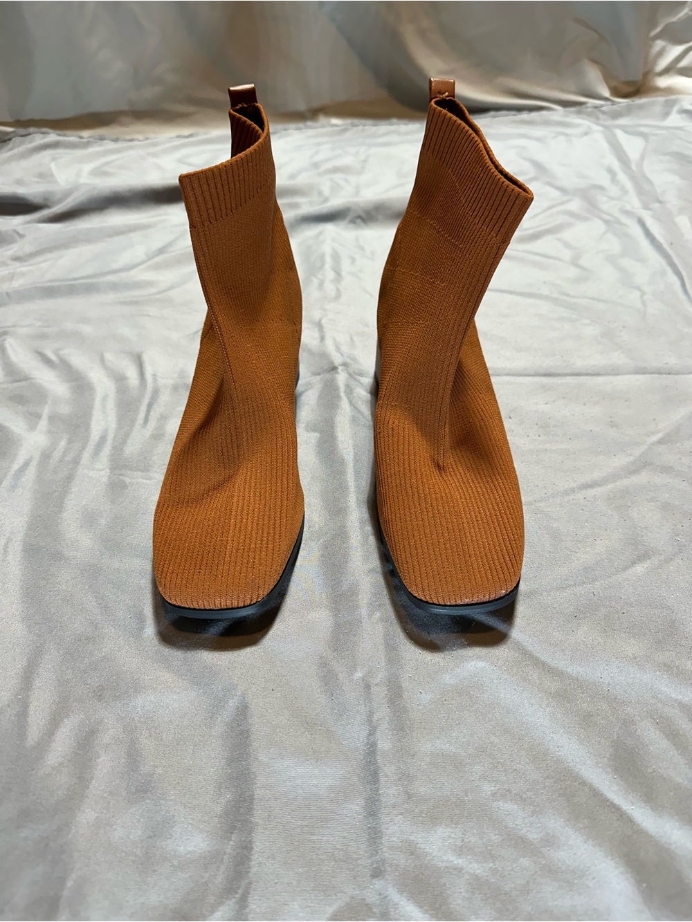 Knit Sock Ankle Booties in Rust